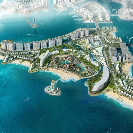 Aerial view of Qetaifan Island development in Qatar